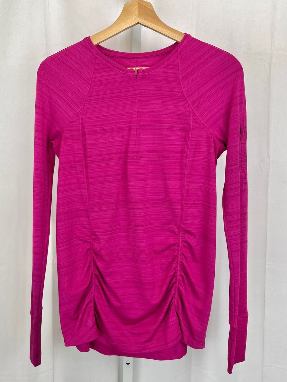 ATHLETA Pacifica Contoured Top 405069 Long Sleeve Run Swim Surf UPF 50 Pink S